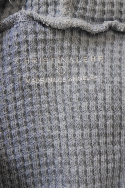Christina Lehr Womens Cotton Waffle Knit Pullover Thermal Hoodie Blue Size 1