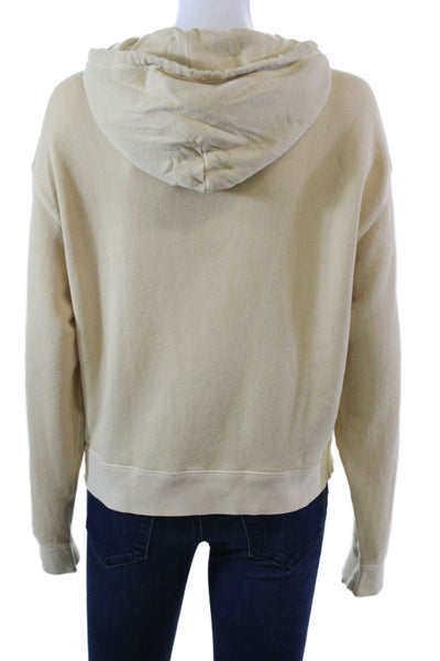 Unsubscribed Womens Cotton Pullover Cropped Batwing Hoodie Pale Yellow Size XS