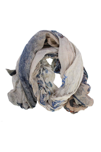 Ottotredici Womens Lightweight Knit Fringe Love Scarf Gray Multi 54"x36"