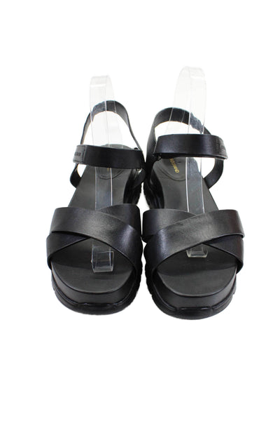 Zero Grand Cole Haan Womens Platform Ankle Strap Sandals Black Leather Size 8B