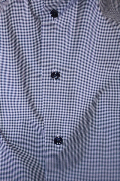 Eton Mens Plaid Slim Fit Button Down Dress Shirt Blue Purple Cotton Size 41 16