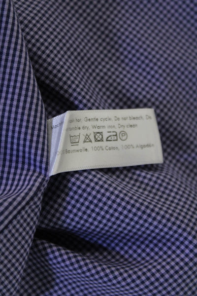 Eton Mens Plaid Slim Fit Button Down Dress Shirt Blue Purple Cotton Size 41 16