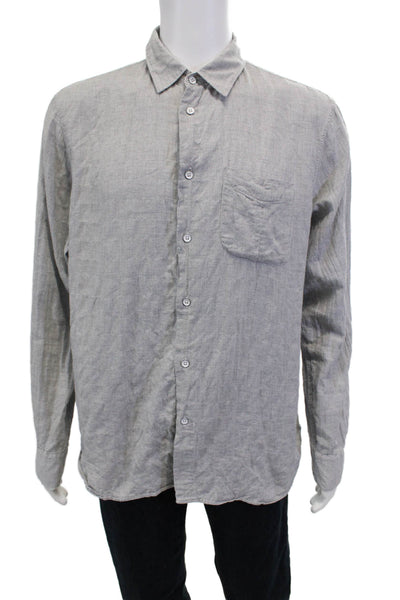 Rag & Bone Mens Cotton Houndstooth Collared Button-Down Shirt Gray Size XL