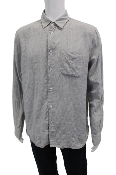 Rag & Bone Mens Cotton Houndstooth Collared Button-Down Shirt Gray Size XL