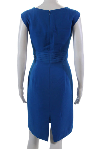 Tahari Womens Back Zip Sleeveless Scoop Neck Sheath Dress Blue Size 2