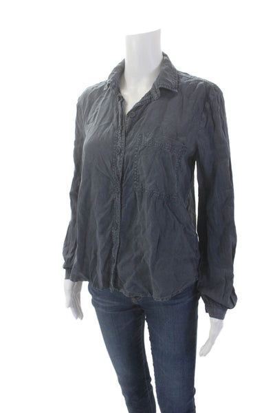 Bella Dahl Womens Cotton Long Sleeve Button Up Lined Denim Top Blue Size S