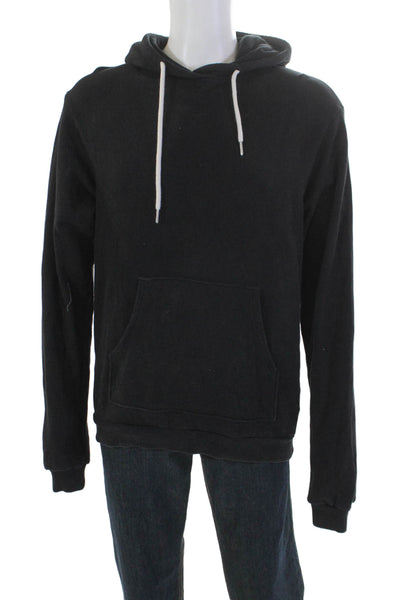 John Elliott Mens Cotton Long  Sleeved Kangaroo Pocketed Hoodie Black Size 3