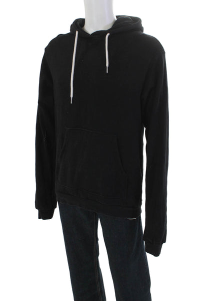 John Elliott Mens Cotton Long  Sleeved Kangaroo Pocketed Hoodie Black Size 3