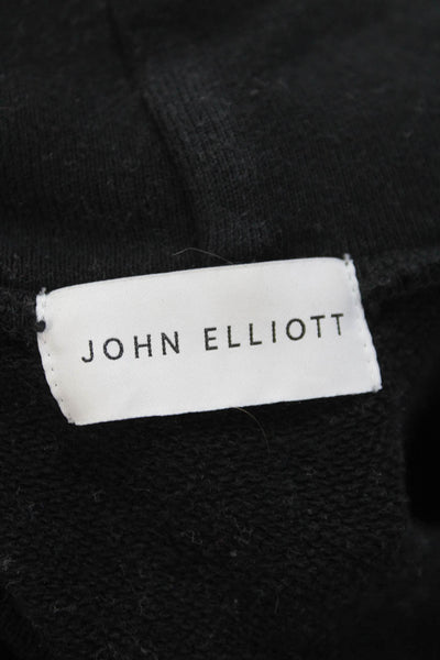 John Elliott Mens Cotton Long  Sleeved Kangaroo Pocketed Hoodie Black Size 3