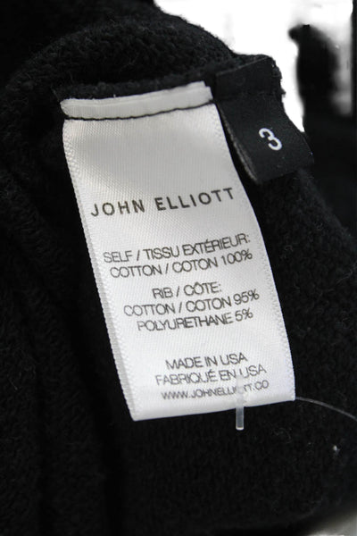 John Elliott Mens Cotton Long  Sleeved Kangaroo Pocketed Hoodie Black Size 3