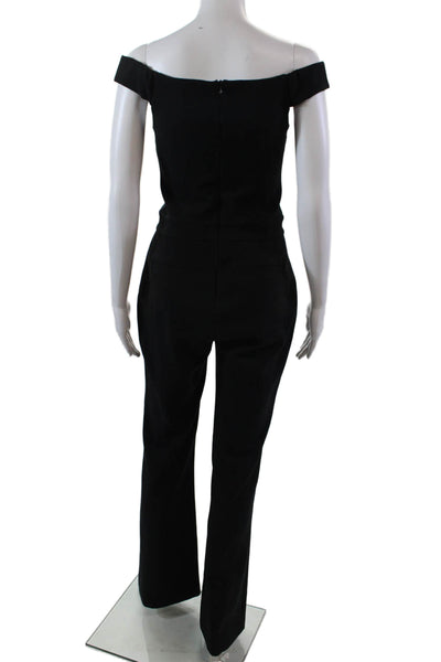 L'Agence Womens Velvet Trim Off Shoulder Wide leg Jumpsuit Black Size 2