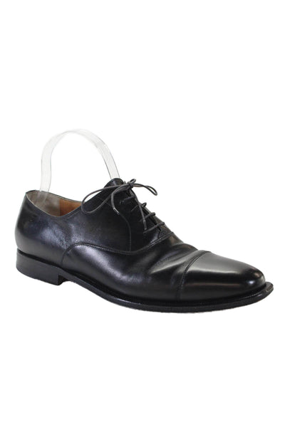 Sutor Mantellasi Mens Leather Square Toe Oxford Dress Shoes Solid Black Size 8.5