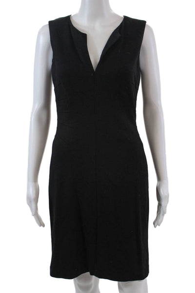 Trina Turk Womens V-neck Zip Back Sleeveless Lined Shift Dress Black Size 4