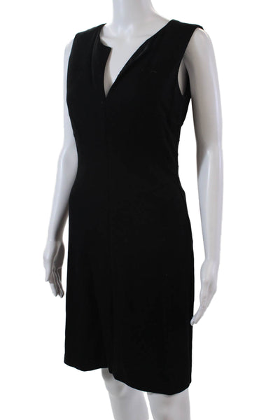 Trina Turk Womens V-neck Zip Back Sleeveless Lined Shift Dress Black Size 4