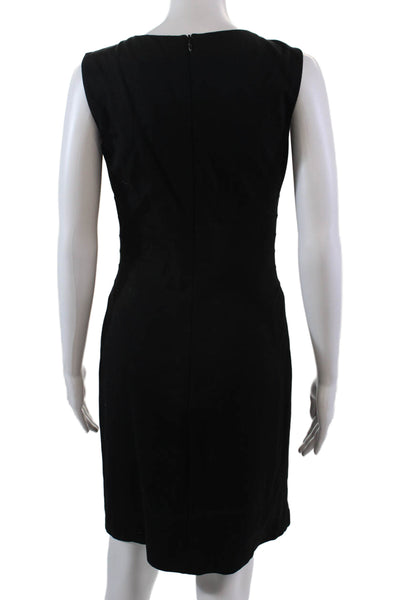 Trina Turk Womens V-neck Zip Back Sleeveless Lined Shift Dress Black Size 4