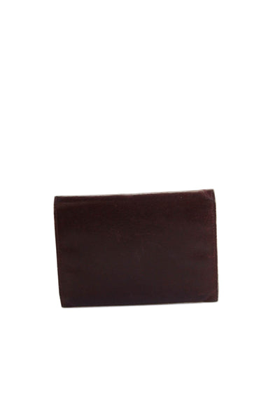 Mark Cross Mens Leather Snap Closure Tri-Fold Small Wallet Solid Brown