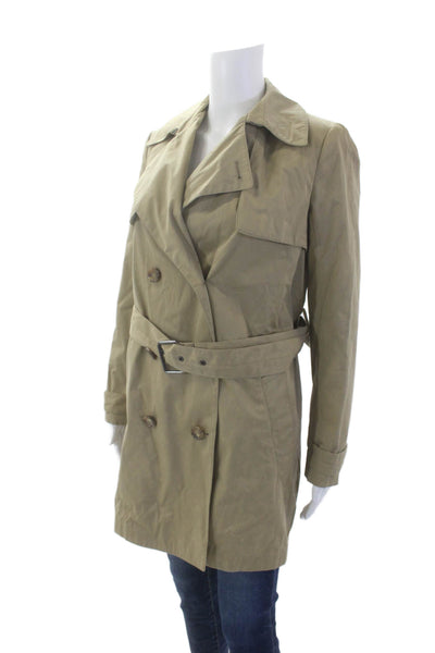 Vince Womens Long Sleeve Buttoned Collared Overcoat Beige Size XS