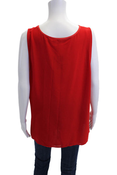 Badgley Mischka Womens Scoop Neck Sleeveless Layered Blouse Top Red Size XL