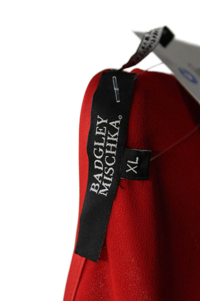 Badgley Mischka Womens Scoop Neck Sleeveless Layered Blouse Top Red Size XL