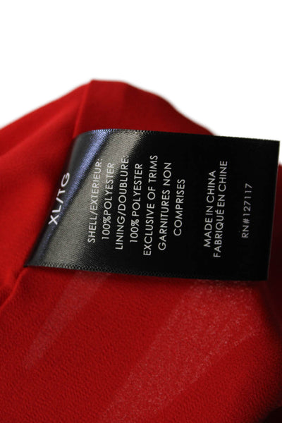 Badgley Mischka Womens Scoop Neck Sleeveless Layered Blouse Top Red Size XL