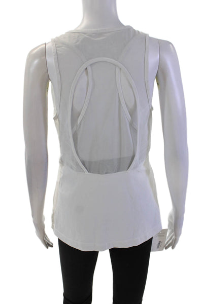 Lululemon Womens Stretch Sheer Panel Round Neck Activewear Tank Top White Size 6