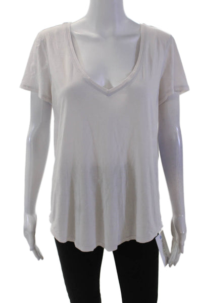 Lululemon Womens V-Neck Short Sleeve Pullover T-Shirt Top White Size 6