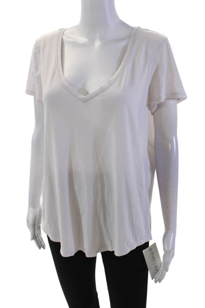 Lululemon Womens V-Neck Short Sleeve Pullover T-Shirt Top White Size 6