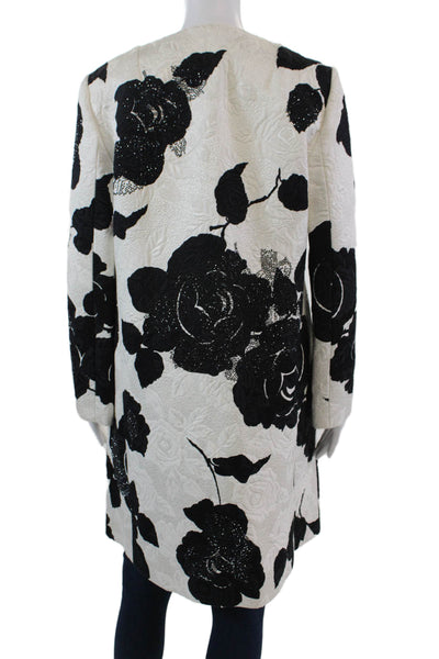 Libertine Womens Button Front Jacquard Crystal Rose Coat White Black Size IT 46