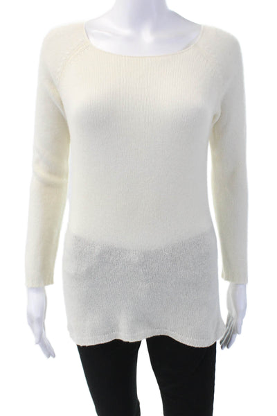 Richard Grand Womens Cashmere Scoop Neck Long Sleeve Knit Top White Size S