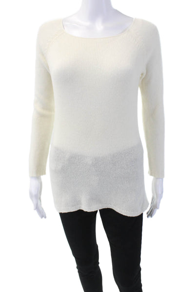 Richard Grand Womens Cashmere Scoop Neck Long Sleeve Knit Top White Size S