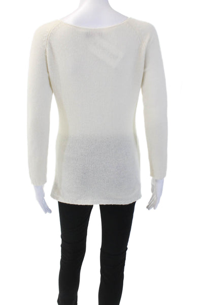 Richard Grand Womens Cashmere Scoop Neck Long Sleeve Knit Top White Size S