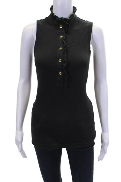 Tory Burch Womens Cotton Sleeveless Buttoned Tank Black Size S