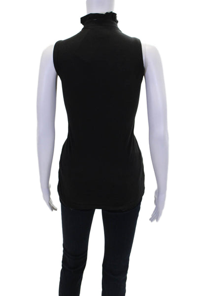 Tory Burch Womens Cotton Sleeveless Buttoned Tank Black Size S