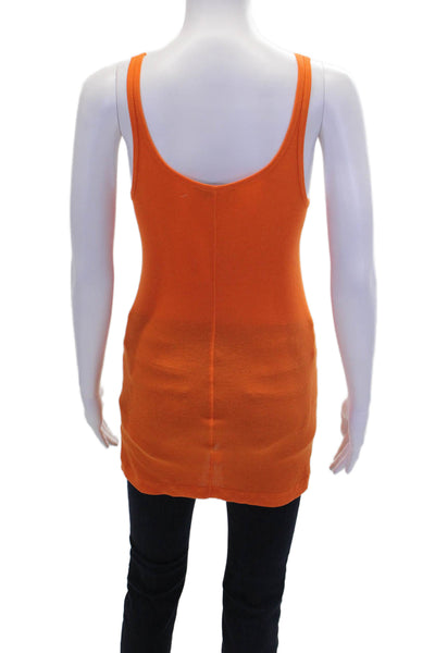 Vince Womens Cotton Ribbed Sleeveless Tank Orange Size M