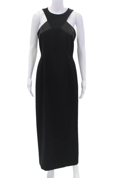 Tahari Womens Back Zip Sleeveless Crew Neck Gown Black Size 6