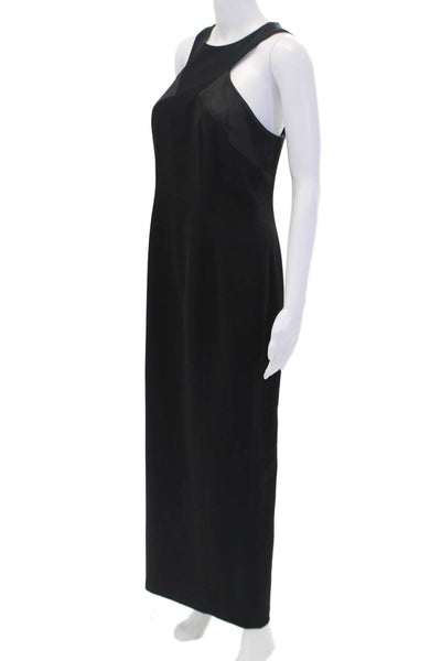 Tahari Womens Back Zip Sleeveless Crew Neck Gown Black Size 6