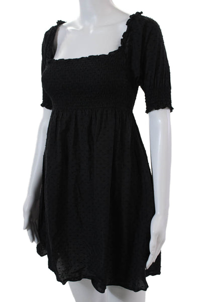 Hill House Home Womens Textured Cotton Smocked The Nap Dress Black Size XS