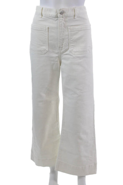 Jeanerica Womens High Rise Front Pockets Flare Leg Denim Jeans White Size 28