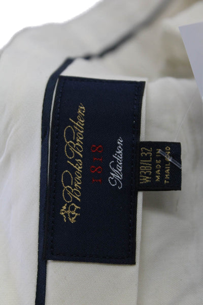 Brooks Brothers Mens Linen Wide Straight Zipped Hook and Eye Pants Beige Size 38