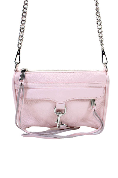 Rebecca Minkoff Womens Toggle Detail Zip Chain Strap Crossbody Bag Handbag Pink