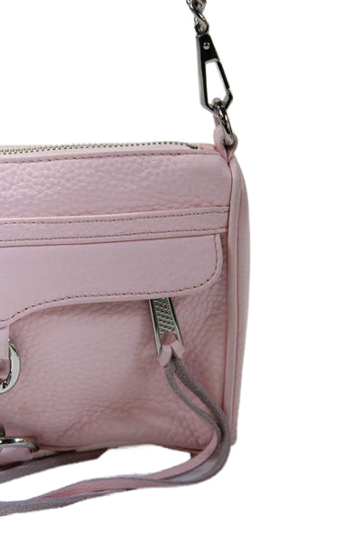 Rebecca Minkoff Womens Toggle Detail Zip Chain Strap Crossbody Bag Handbag Pink