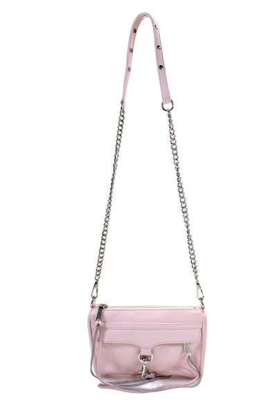 Rebecca Minkoff Womens Toggle Detail Zip Chain Strap Crossbody Bag Handbag Pink