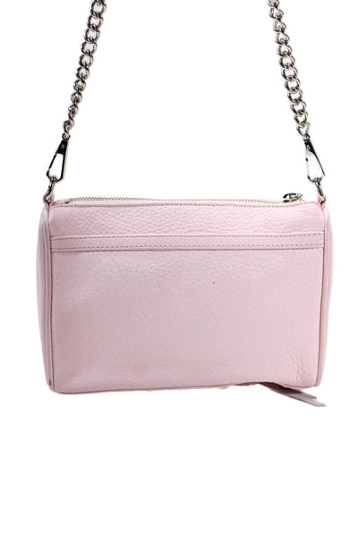 Rebecca Minkoff Womens Toggle Detail Zip Chain Strap Crossbody Bag Handbag Pink