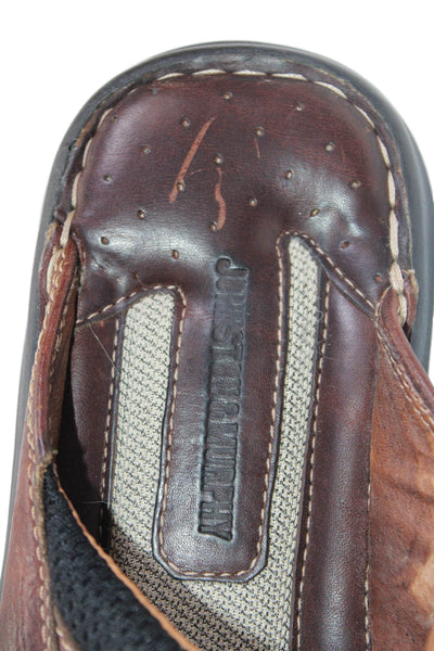 Johnston & Murphy Mens Leather Open Toe Slip On Sandals Shoes Brown Size 10M