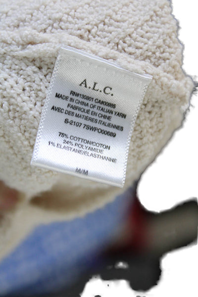 A.L.C. Womens Cotton Blend V-Neck Long Sleeve Pullover Sweater Top Cream Size M