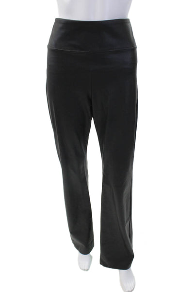 Enza Costa Womens Leather Textured Lined Wide Flare Leg Pants Black Size 3