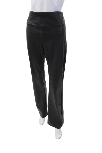 Enza Costa Womens Leather Textured Lined Wide Flare Leg Pants Black Size 3