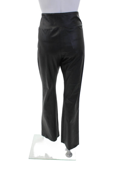 Enza Costa Womens Leather Textured Lined Wide Flare Leg Pants Black Size 3