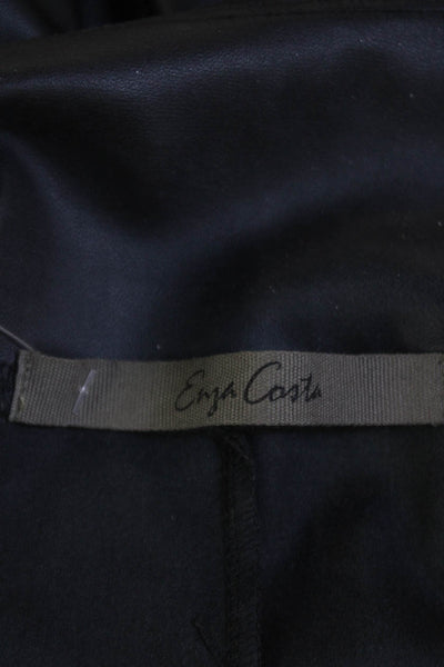 Enza Costa Womens Leather Textured Lined Wide Flare Leg Pants Black Size 3