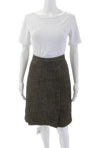 Rhonda Baum Womens Slip-On Zipped Skirt Brown Size M